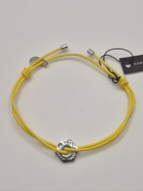 NWT Marc by Marc Jacobs Yellow Cord Bracelet with Silver Octagon Charm